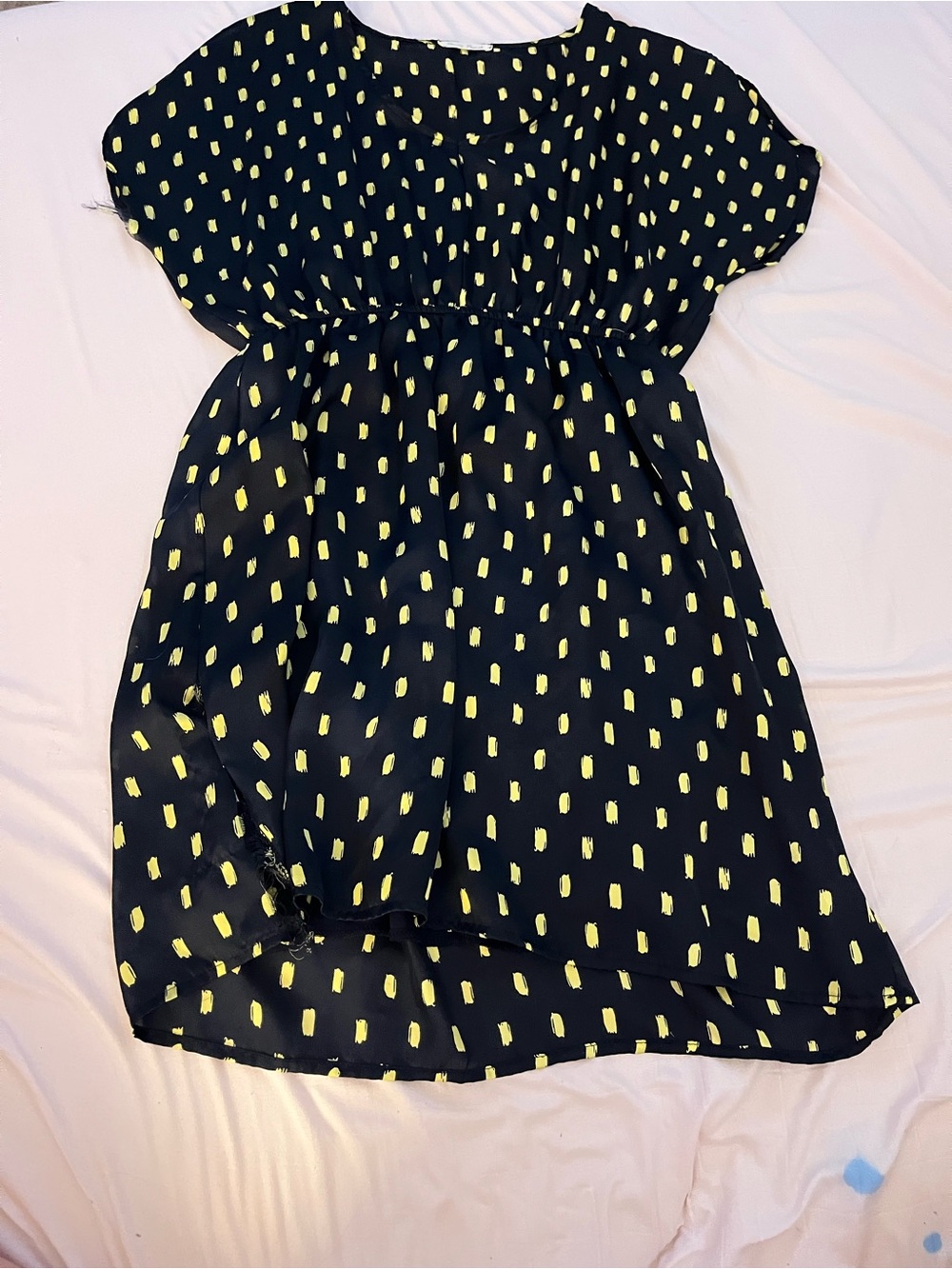 Honey Punch Black Dress with Yellow Dot Print